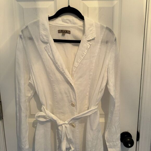 FLAX LINEN Designs Favorite Jacket Dress P &  S-M WHITE - Picture 2 of 10